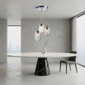 Lampadario a Tre Lumi e Barra Circolare in Vetro Soffiato Made in Italy - Soffio