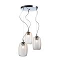 Lampadario a Tre Lumi e Barra Circolare in Vetro Soffiato Made in Italy - Soffio