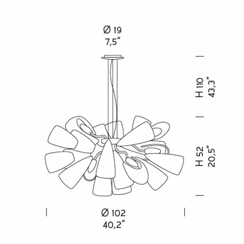 Lampadario Artigianale a 21 Luci in Vetro Veneziano, Made in Italy - Diamonique Viadurini