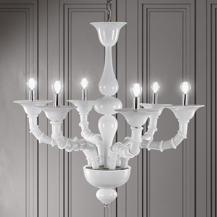 Lampadario Artigianale in Vetro Veneziano Soffiato Stile Classico - Vanity Viadurini