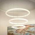 Lampadario Bianco a LED Design con Rosone in Metallo Made in Italy - Slide Giotto