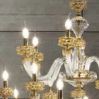 Lampadario Classico 30 Luci in Vetro Artigianale di Lusso Italiano - Saline Viadurini