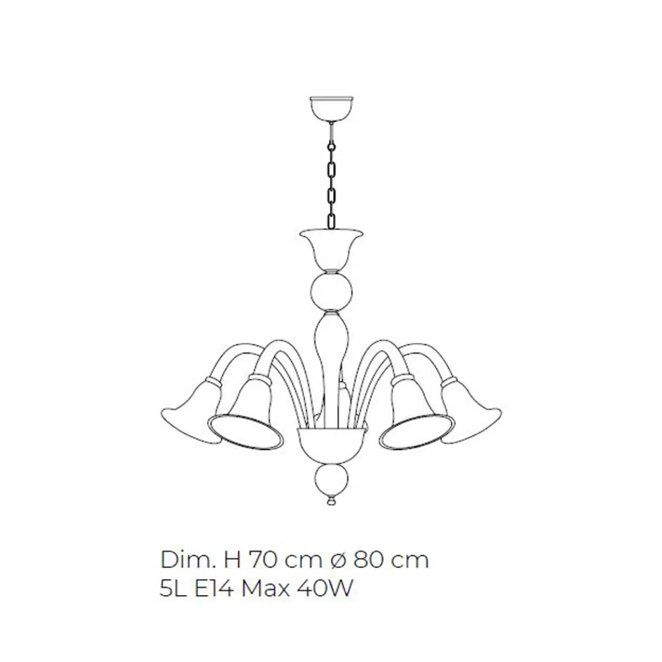 Lampadario Classico Artigianale in Vetro Veneziano Bianco Soffiato - Elsa Viadurini