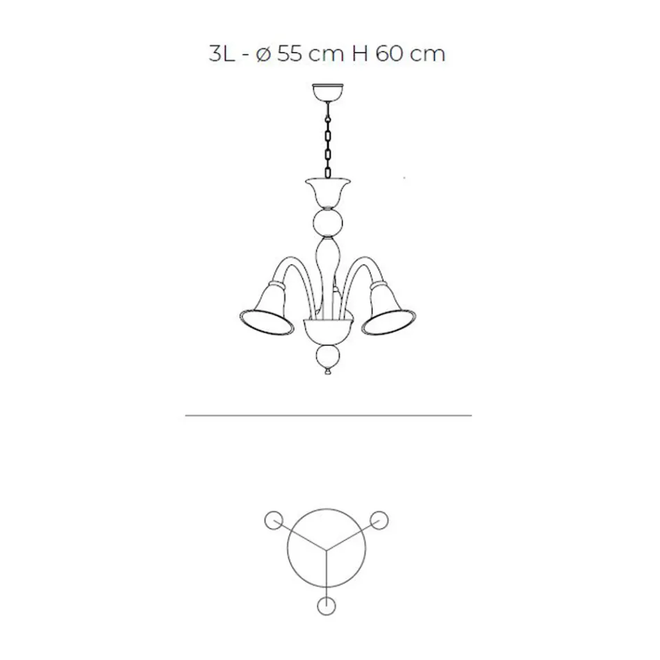Lampadario Classico Artigianale in Vetro Veneziano Bianco Soffiato - Elsa Viadurini
