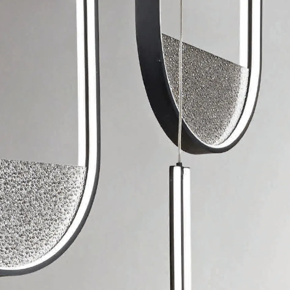 Lampadario con 3 LED con Inserto Amovibile in Vetro Granigliato - Catalpa Viadurini