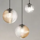 Lampadario con 3 Luci in Vetro Soffiato a Forma di Sfera Made in Italy - Prilla Viadurini
