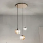 Lampadario con 3 Luci in Vetro Soffiato a Forma di Sfera Made in Italy - Prilla Viadurini