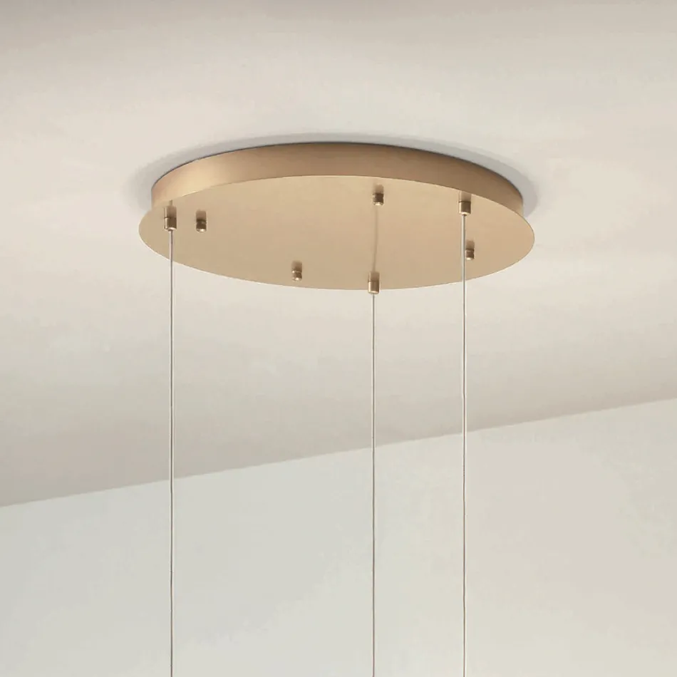 Lampadario con 3 Luci LED in Metallo Verniciato e Vetro Opzionale - Cedro Viadurini