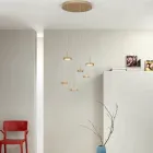 Lampadario con 6 LED e Base Rotonda in Metallo Verniciato Color Oro - Carpino Viadurini