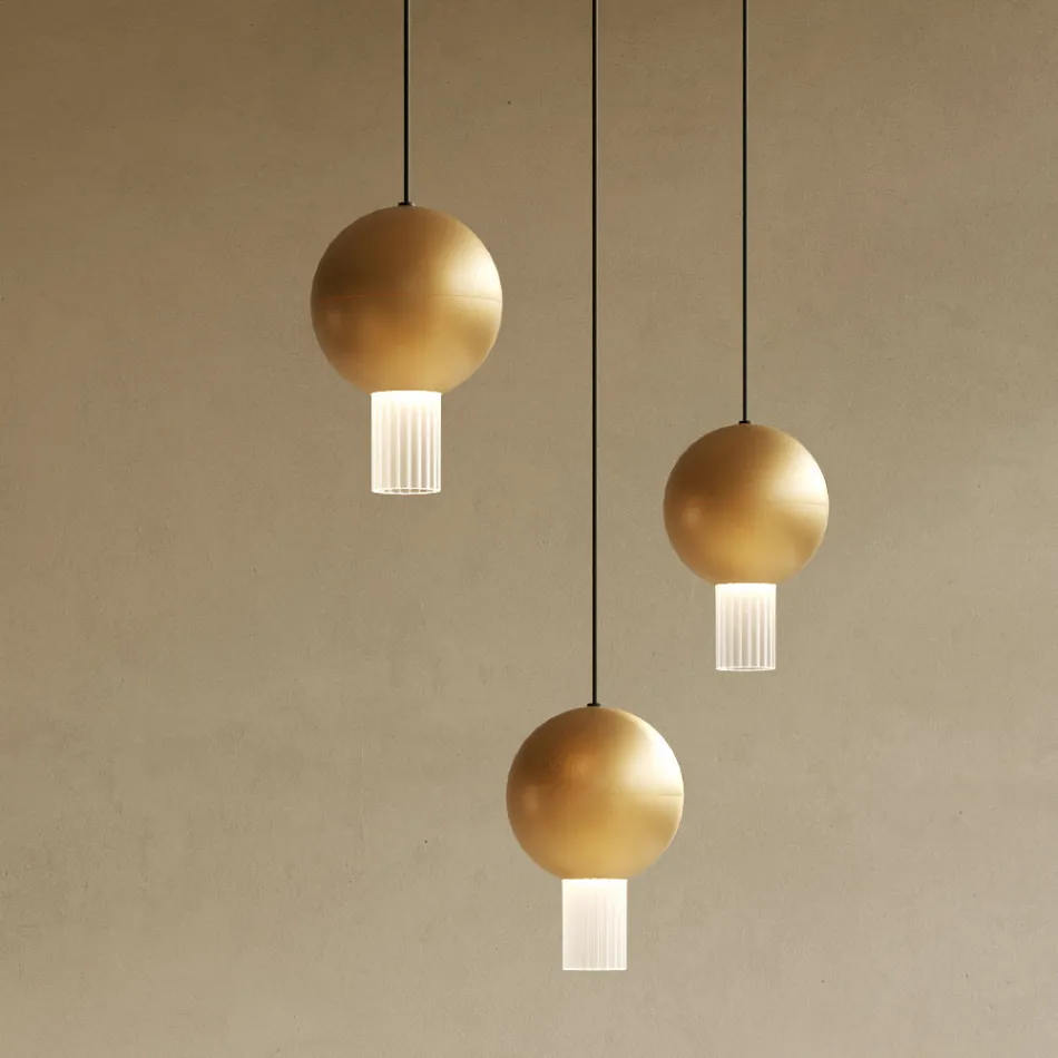 Lampadario con Cilindri in Vetro Canneté Made in Italy - Oris Viadurini