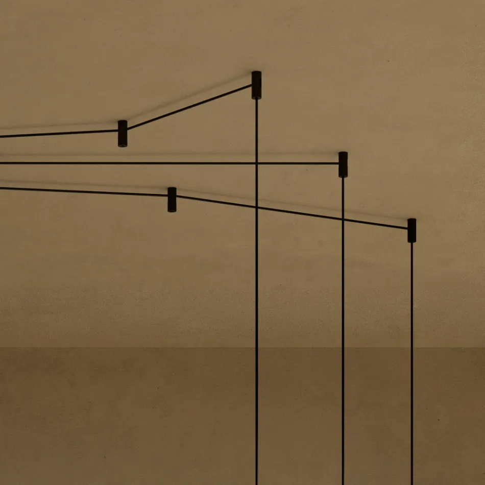 Lampadario con Cilindri in Vetro Canneté Made in Italy - Oris Viadurini