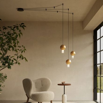 Lampadario con Cilindri in Vetro Canneté Made in Italy - Oris Viadurini