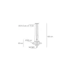 Lampadario con Corpo Luminoso in Vetro e 3 Cerchi in Alluminio - Clara Viadurini