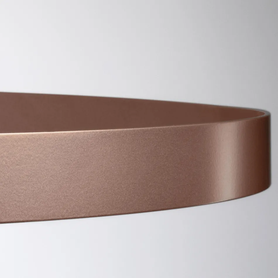 Lampadario con Corpo Luminoso in Vetro e 6 Cerchi in Alluminio - Clara Viadurini