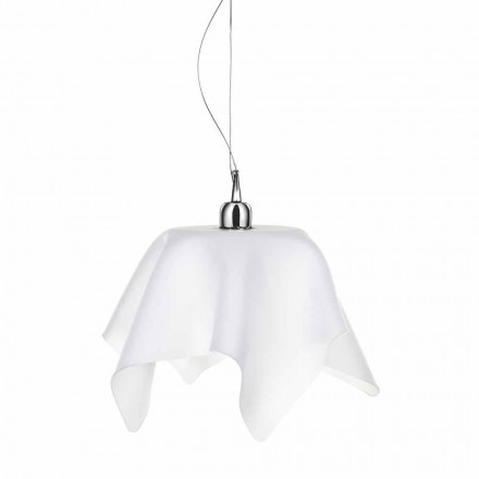 Lampadario design bianco satinato con drappeggio Dafne made in Italy Viadurini