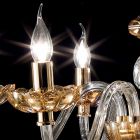 Lampadario design classico a 6 luci in vetro e cristallo Belle Viadurini