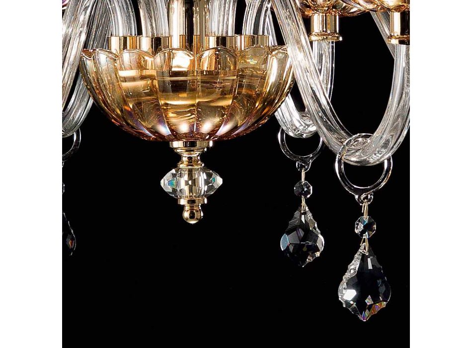 Lampadario design classico a 6 luci in vetro e cristallo Belle Viadurini