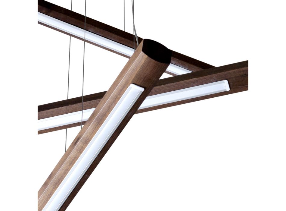 Lampadario di design a 4 calate in legno Grilli York fatto in Italia Viadurini