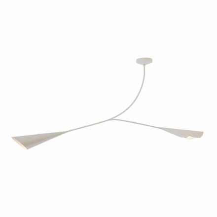 Lampadario in Acciaio Verniciato Bianco Fatto a Mano Made in Italy - Elica Viadurini