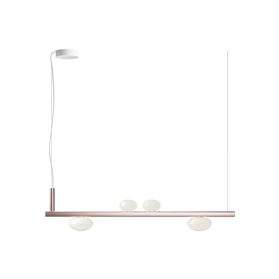 Lampadario in Alluminio e Luce in Vetro Soffiato Bianco - Alma Viadurini