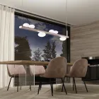 Lampadario in Alluminio e Luce in Vetro Soffiato Bianco - Alma Viadurini