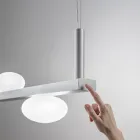 Lampadario in Alluminio e Luce in Vetro Soffiato Bianco - Alma Viadurini