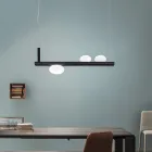Lampadario in Alluminio e Luce in Vetro Soffiato Bianco - Alma Viadurini