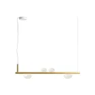 Lampadario in Alluminio e Luce in Vetro Soffiato Bianco - Alma Viadurini