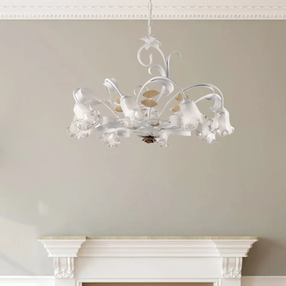 Lampadario in Ferro Laccato Avorio Decape Made in Italy per Arredare L’interno - Marrakech Viadurini