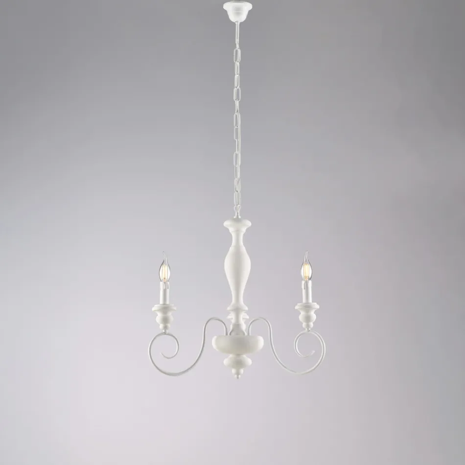 Lampadario in Legno e Ferro Laccato Made in Italy per Arredare L’interno - Toscana Viadurini