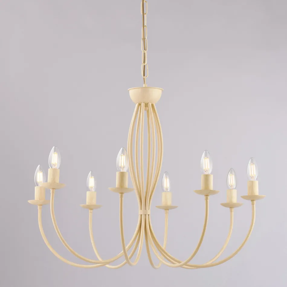 Lampadario in metallo bianco per illuminare ambienti raffinati – Roccia Viadurini