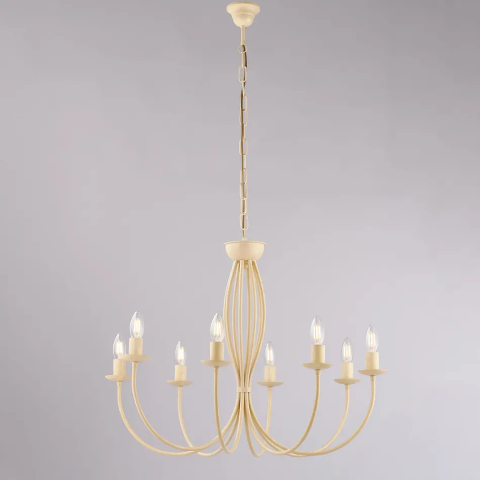 Lampadario in metallo bianco per illuminare ambienti raffinati – Roccia Viadurini