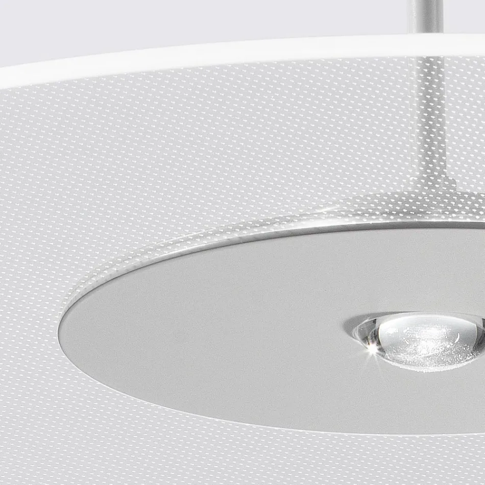 Lampadario in Metallo e Diffusore in Plexiglass Micro-Puntinato - Nora Viadurini