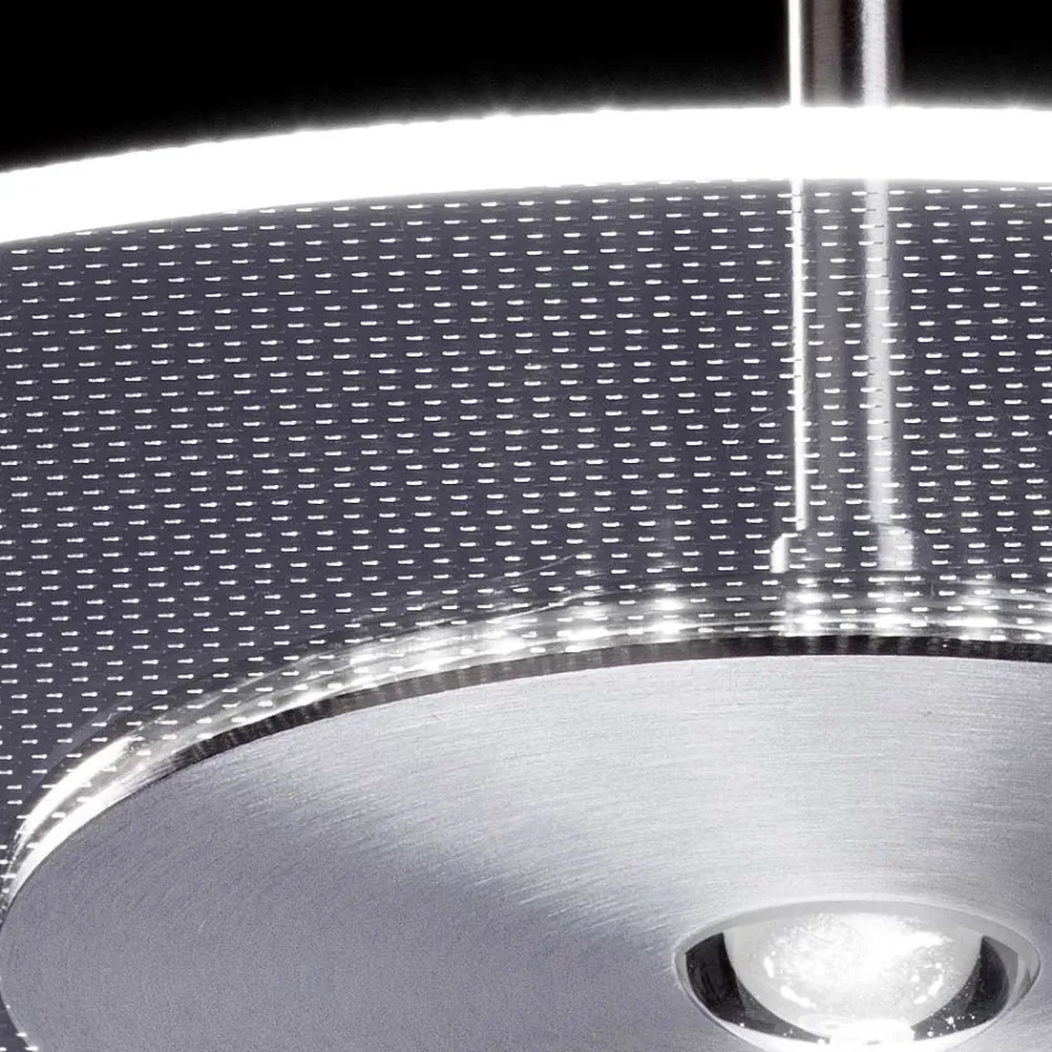 Lampadario in Metallo e Diffusore in Plexiglass Micro-Puntinato - Nora Viadurini