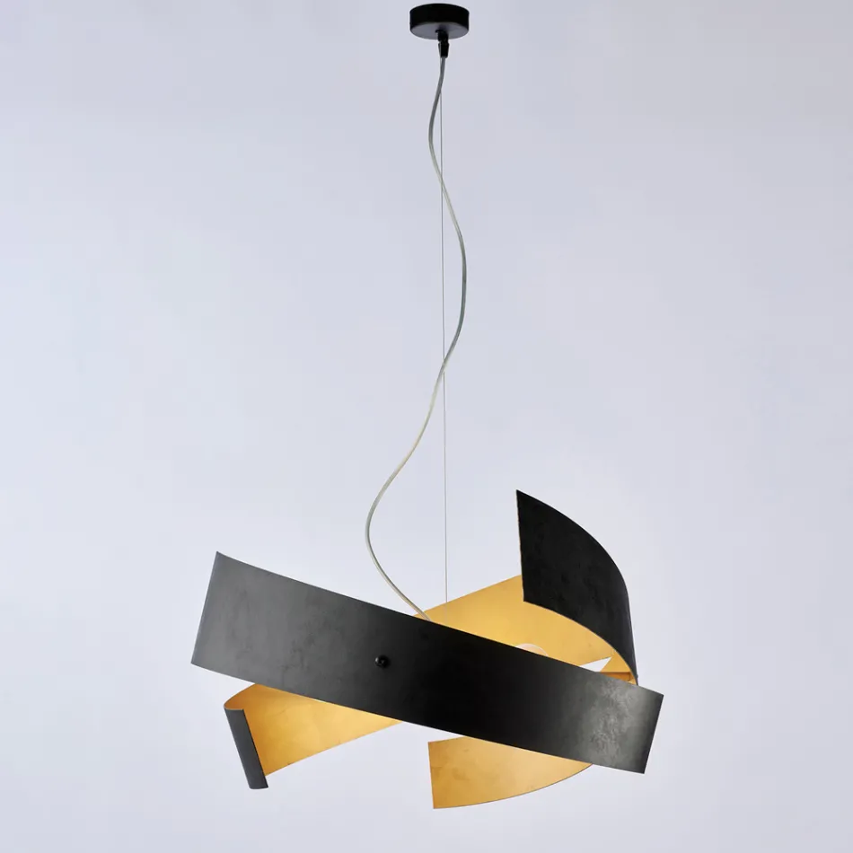 Lampadario in metallo e vetro nero per arredare ambienti moderni – Asteroide Viadurini