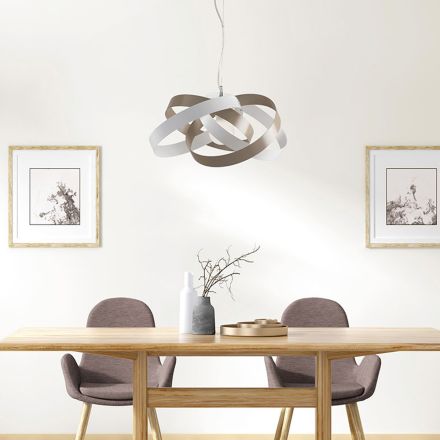 Lampadario in metallo e vetro per illuminare interni con eleganza – Rosmarino Viadurini