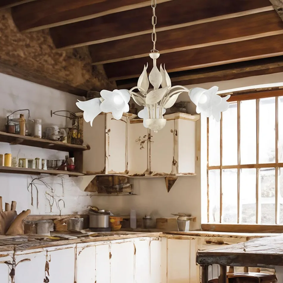 Lampadario in metallo e vetro per illuminare interni raffinati – Sirio Viadurini