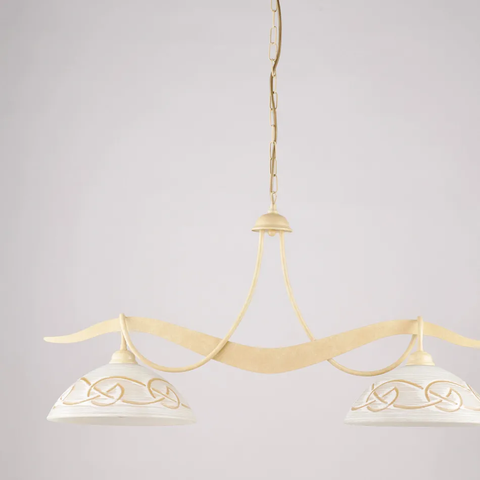 Lampadario in Metallo in Vetro 2 Luci per Illuminazione Interni - Musca Viadurini