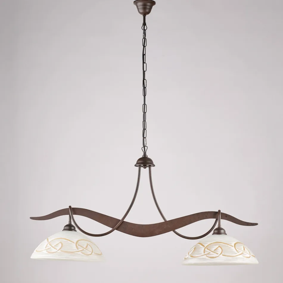 Lampadario in Metallo in Vetro 2 Luci per Illuminazione Interni - Musca Viadurini