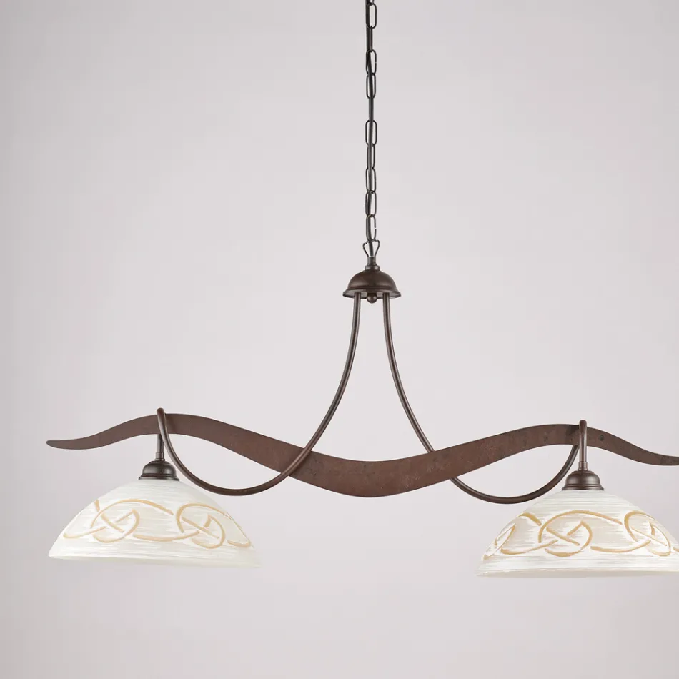 Lampadario in Metallo in Vetro 2 Luci per Illuminazione Interni - Musca Viadurini