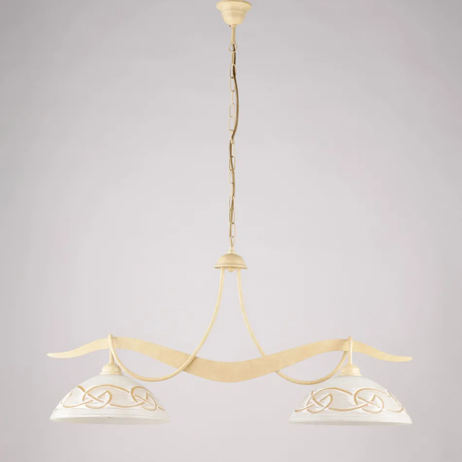 Lampadario in Metallo in Vetro 2 Luci per Illuminazione Interni - Musca Viadurini