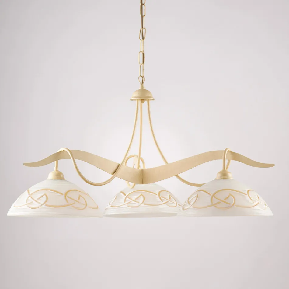 Lampadario in Metallo in Vetro 3 Luci per Illuminazione Interni - Musca Viadurini