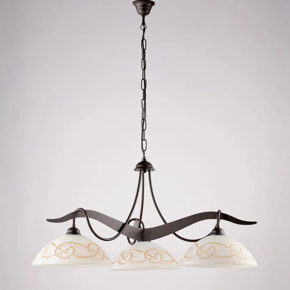 Lampadario in Metallo in Vetro 3 Luci per Illuminazione Interni - Musca Viadurini