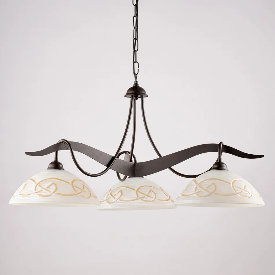 Lampadario in Metallo in Vetro 3 Luci per Illuminazione Interni - Musca Viadurini