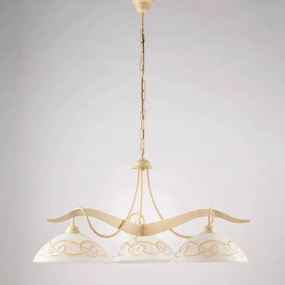 Lampadario in Metallo in Vetro 3 Luci per Illuminazione Interni - Musca Viadurini