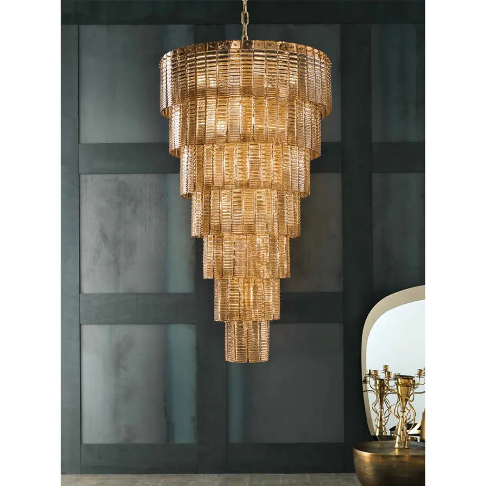 Lampadario Moderno 36 Luci in Vetro Artigianale Lusso Italiano - Valadier Viadurini