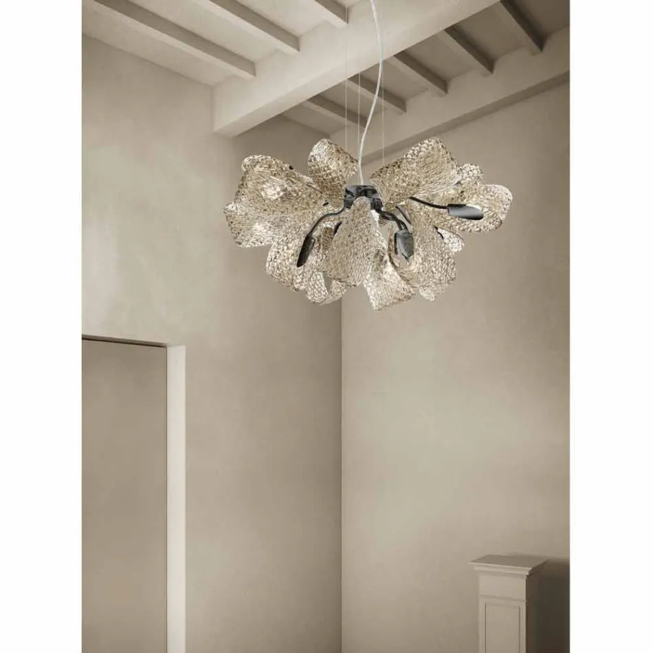 Lampadario Moderno a 12 Luci in Vetro di Venezia, Made in Italy - Diamonique Viadurini