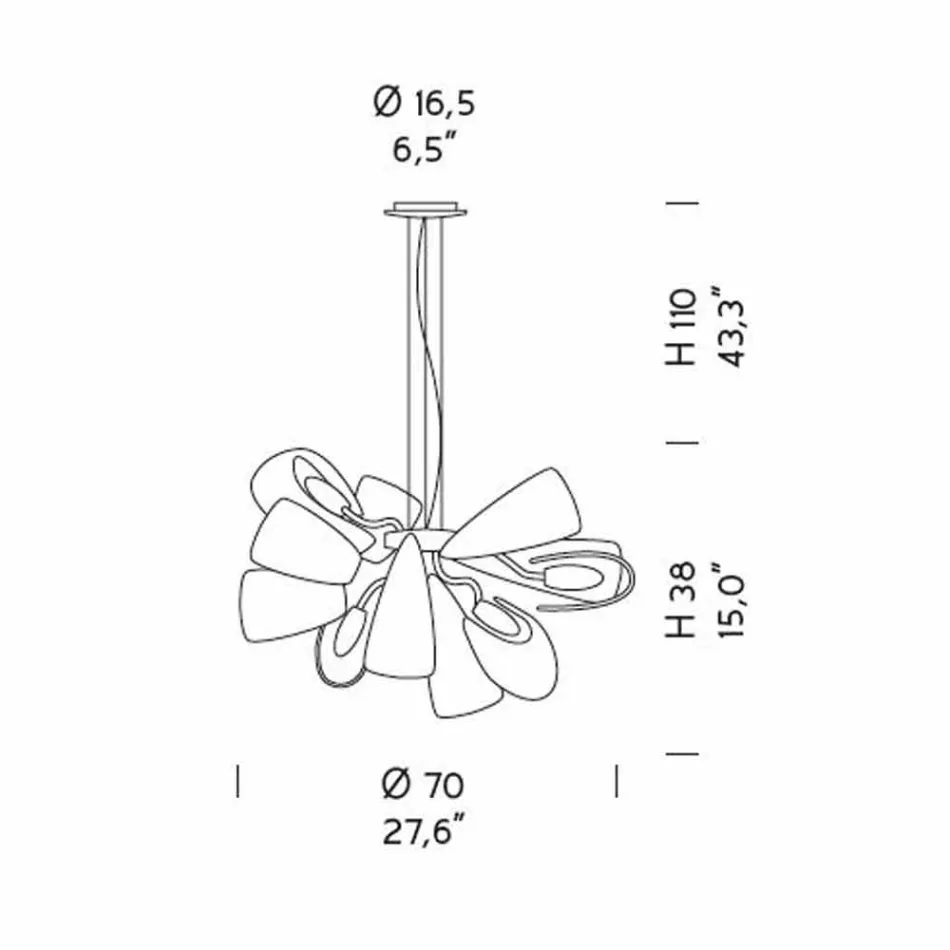 Lampadario Moderno a 12 Luci in Vetro di Venezia, Made in Italy - Diamonique Viadurini