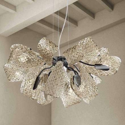 Lampadario Moderno a 12 Luci in Vetro di Venezia, Made in Italy - Diamonique Viadurini