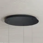 Lampadario Moderno con Forme Geometriche in Metallo e Ecopelle - Cipresso Viadurini